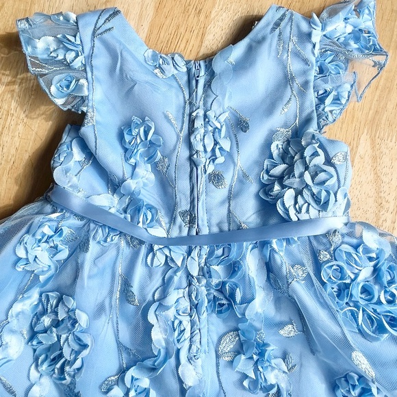 Rare Editions Toddler Girls Floral Soutache Hi-Low Social Dress Blue Size 3T - Picture 11 of 13